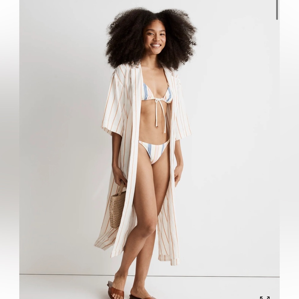 Madewell Striped Maxi Dress - Cream and Tan